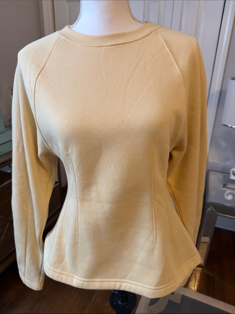 H&M Butter Long-Sleeve Pullover Sweatshirt w/ Tapered Sleeves & Flare at Waist S